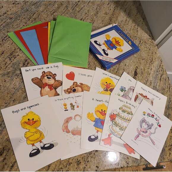 Vtg Lot 10 Suzy Zoo Greeting Birthday Cards New Old Stock Colorful Envelopes 80s - Picture 1 of 12